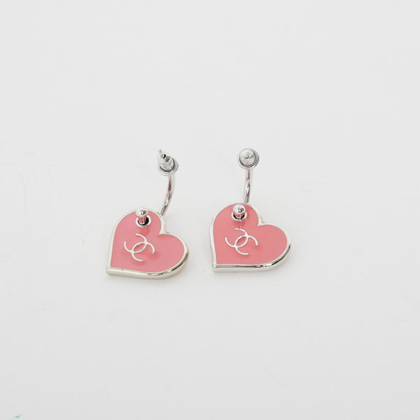 chanel red heart earrings