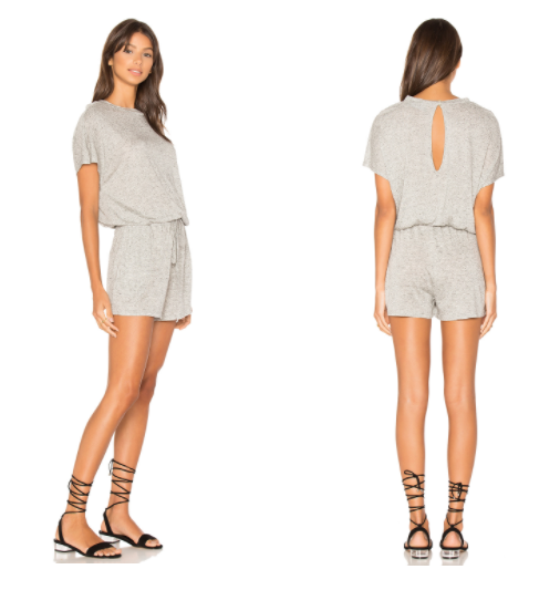 Mink Pink Square Textured Tee Playsuit in Light Grey Marle