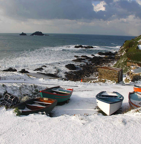 Snow at Priest's Cove, Cape Cornwall