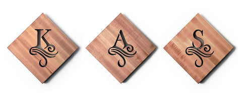 Three Wooden Trivets Personalized with Initials