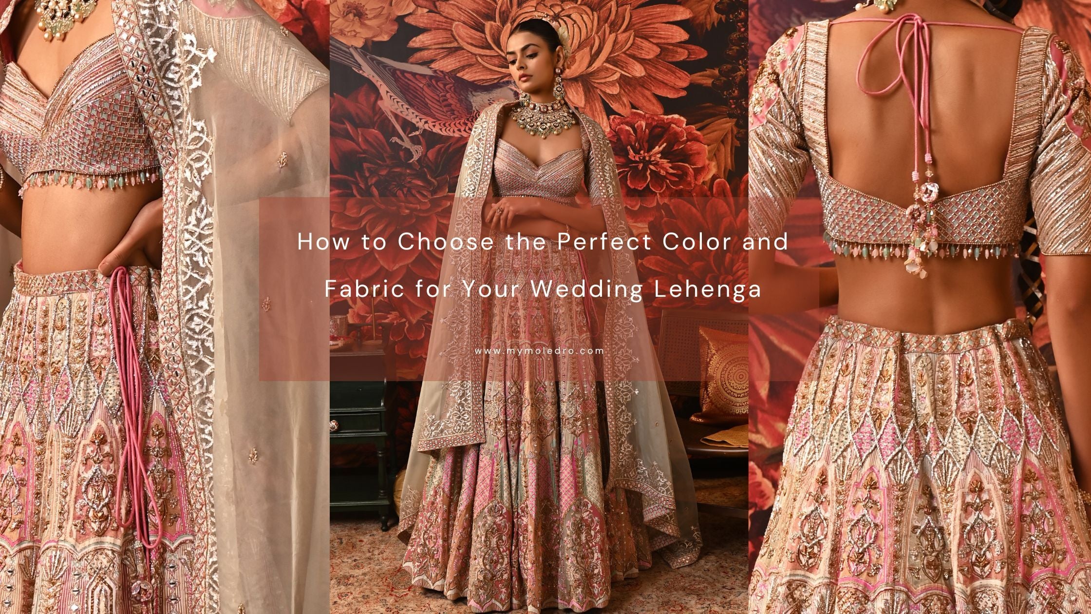 
      How to Choose the Perfect Color and Fabric for Your Wedding Lehenga – MOLEDRO
