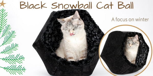 Black snowball Cat Ball bed for cats