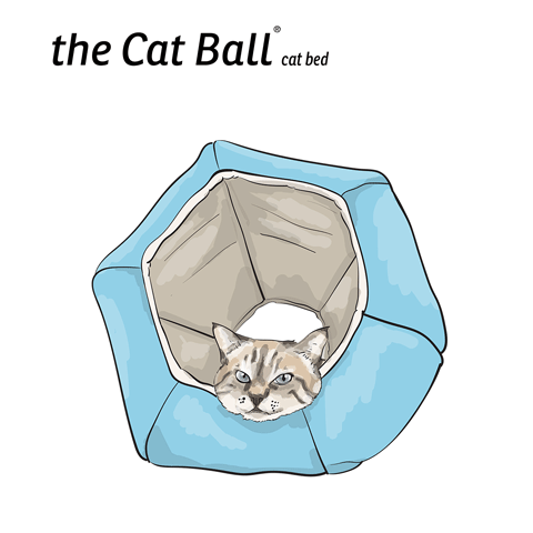 The Cat Ball cat bed is an enclosed, cave style pet bed with two openings