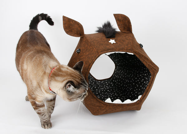 This novelty Cat Ball® cat bed looks like a horse
