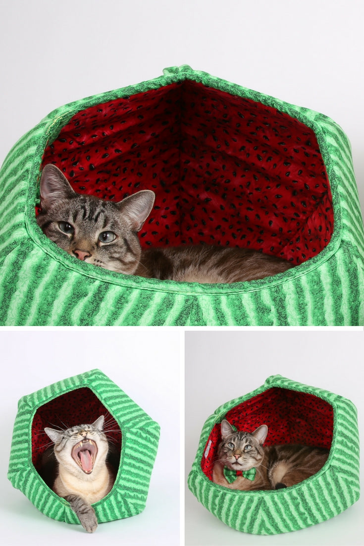 The Cat Ball modern pet bed made in watermelon fabric
