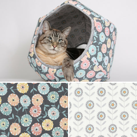 The Abstract Fall Flowers Cat Ball cat bed