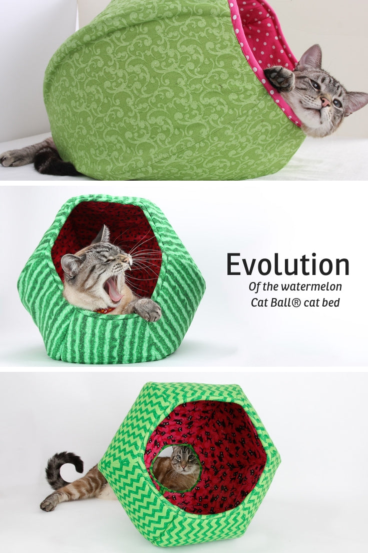 Cat Ball cat bed made in different novelty watermelon fabrics