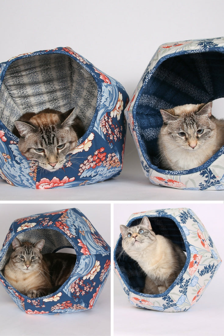 Cat Ball modern cat bed made in Art Nouveau inspired floral fabrics