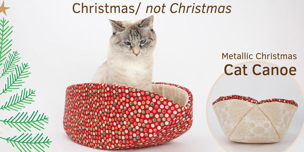 Cat Canoe in metallic Christmas fabrics