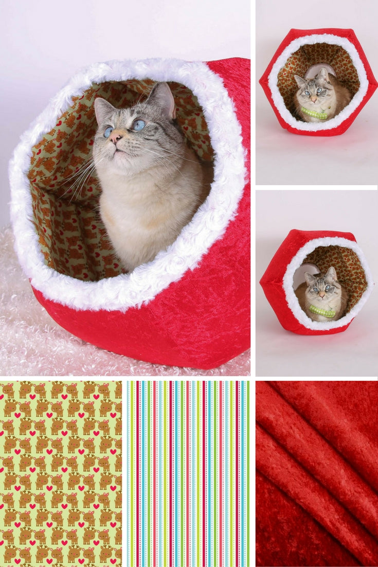 Christmas fabric Cat Ball cat bed 