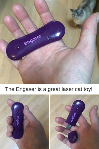 The Engaser is a laser cat toy that recharges through USB input