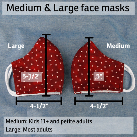 Comparing face mask sizes medium to large