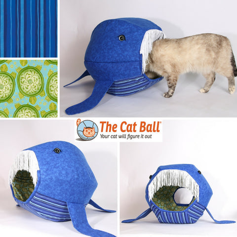 The whale Cat Ball pet bed made with bold color stripes