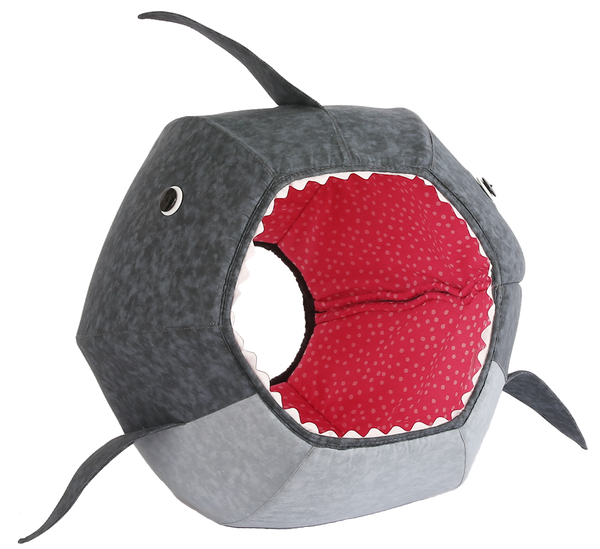 Shark Cat Ball cat bed three quarters view