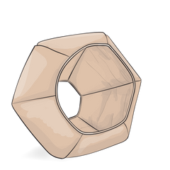 Illustration of the Cat Ball cat bed, a hexagonal cat bed with two openings