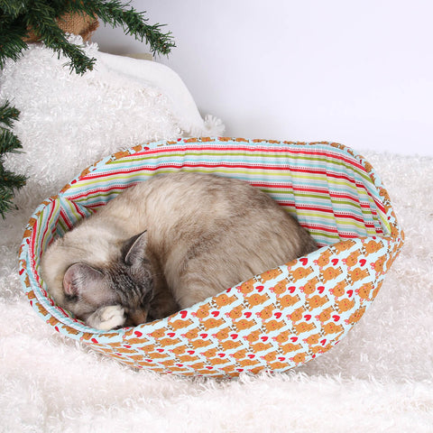 Cat Canoe pet bed made in cute Christmas fabrics