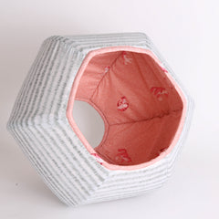 The CAT BALL cat bed in grey tabby stripe