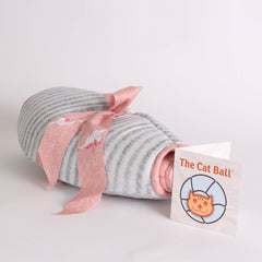 CAT BALL cat bed in grey and white tabby stripe