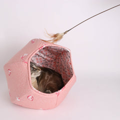 CAT BALL cat bed in pink kitten fabric