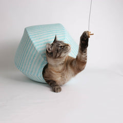 CAT BALL cat bed in aqua tabby stripe