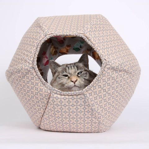 The Cat Ball cat bed made with cute Rag Doll cat fabric