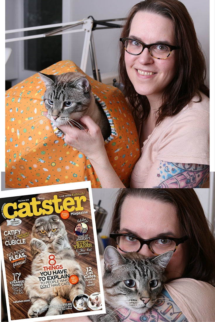 Siamese supermodel Retro joins Jennifer Schmidt, designer of the Cat Ball cat bed, in Catster magazine