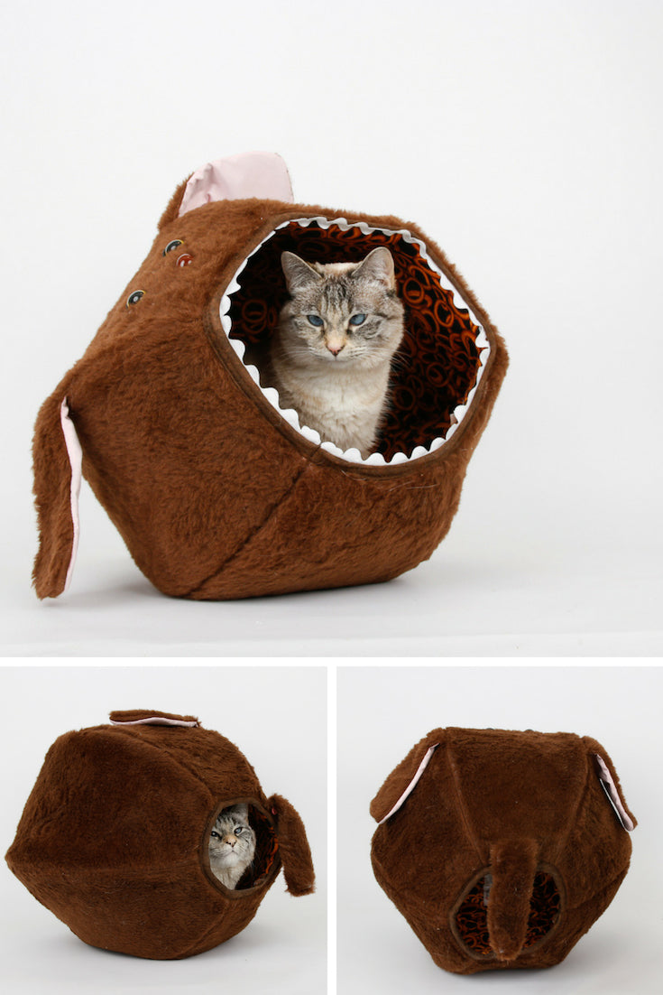 The Cat Ball LLC has created a novelty design hairy Cat Ball bed that looks like a dog