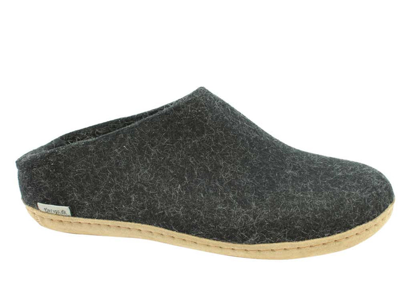 Glerups open heel Charcoal Unisex Slippers | Shoegarden UK