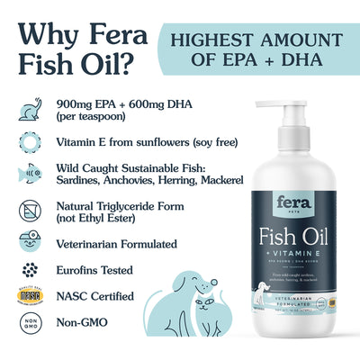 Fera Pet Organics Fish Oil For Dogs & Cats (16oz) | Supplement | Fera Pet Organics - Shop The Paws