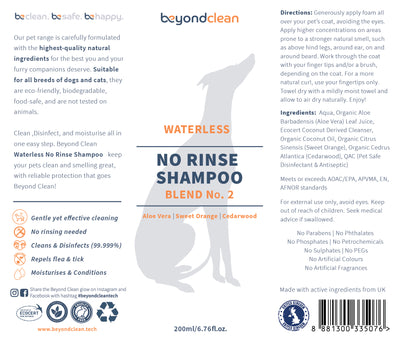 Beyond Clean - Waterless No Rinse Shampoo | Blend No 2 Sweet Orange | Grooming | Beyond Clean - Shop The Paws