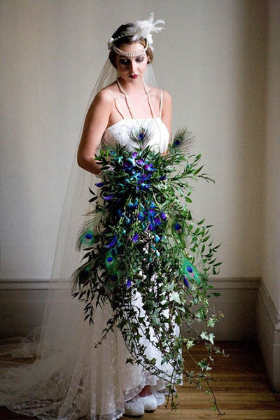 peacock feather glam bouquet