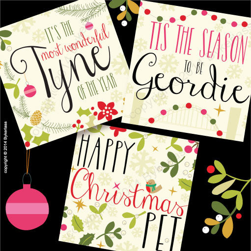 geordie christmas card tree merry christmas good & a deed good new year geordie christmas card