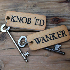 Rustic Wooden Keyrings by Wotmalike Ltd