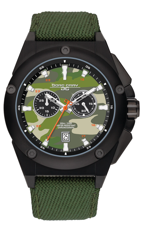 Jorg Gray Mens Chronograph Green Camo Dial JG8800-21 Watch