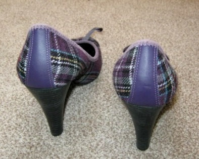 purple tartan shoes