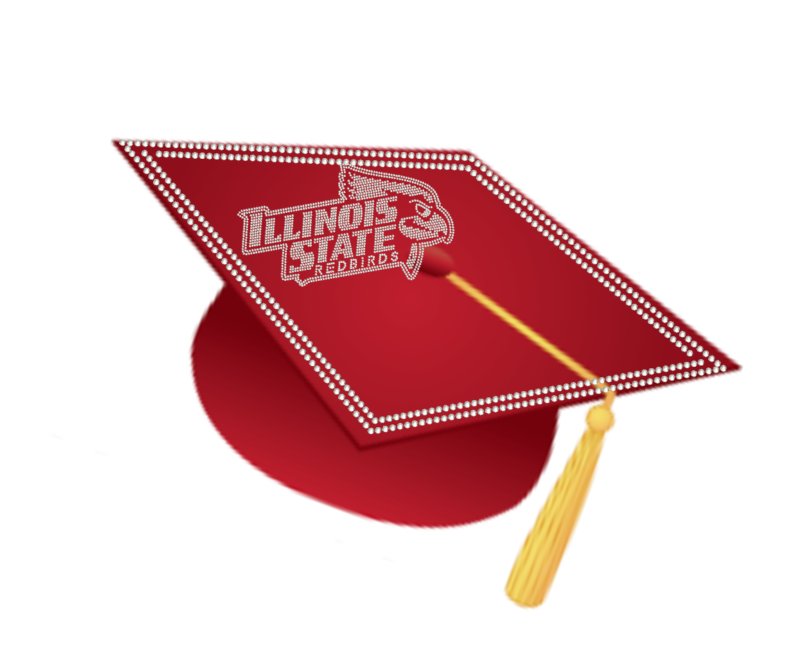 College Logo Rhinestone Graduation Cap! ISU True 31 Custom Apparel & More