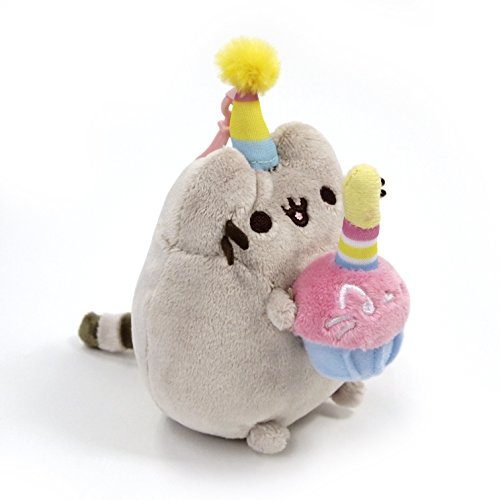 New Backpack Clip 4" Tall Gund Birthday Pusheen Plush Cat with Cupcake 