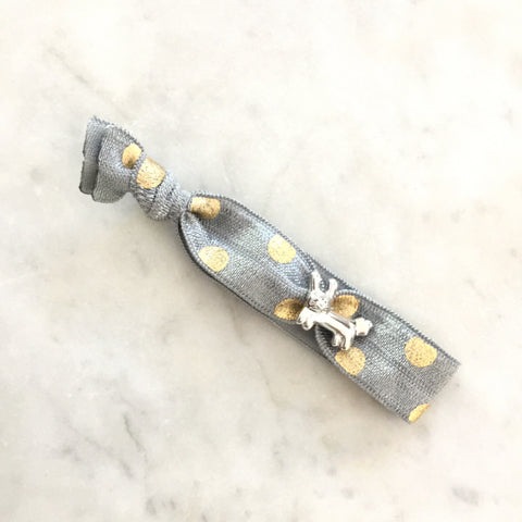 Friendship Bracelets - Mimi Too Elastic Bracelet / hair tie Bunny in grey with gold polka dots 