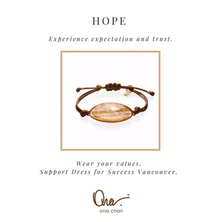 dress for success, values bracelet, dignity, inclusiveness, hope, statement jewelry, statement bracelet, jewelry that gives back, brands that give back, brands that donate, companies that donate, 