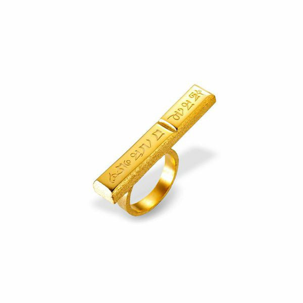 Ring - Long Knuckle Mantra Ring With Edge