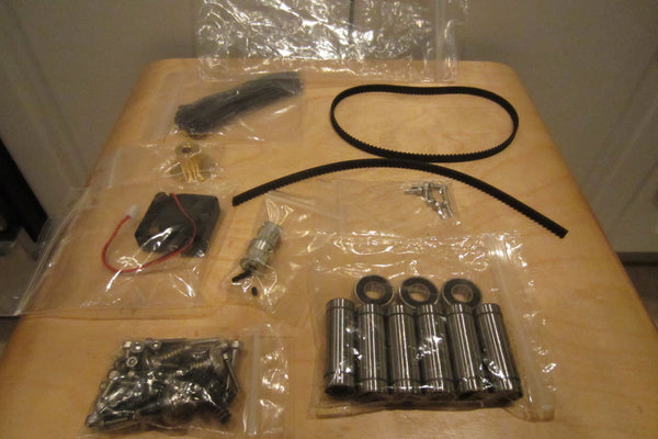  Hardware kit. Bearings, drives belts and gears, screws and zip-ties.