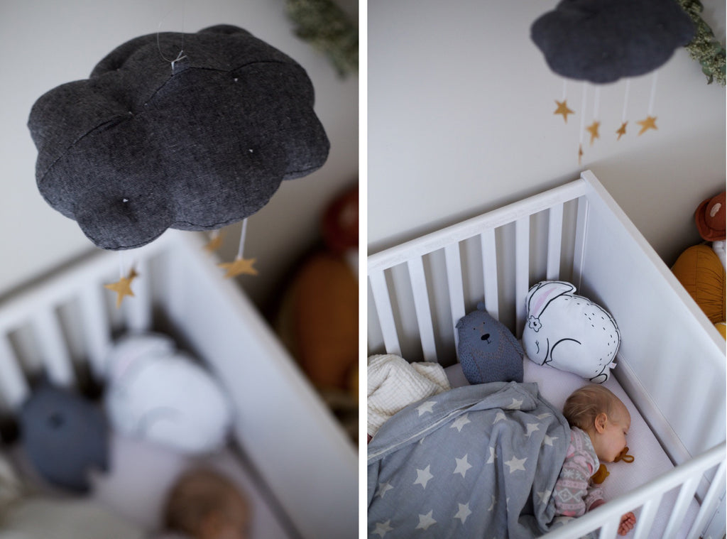 Charcoal and Gold Cloud Mobile by Baby Jives Co