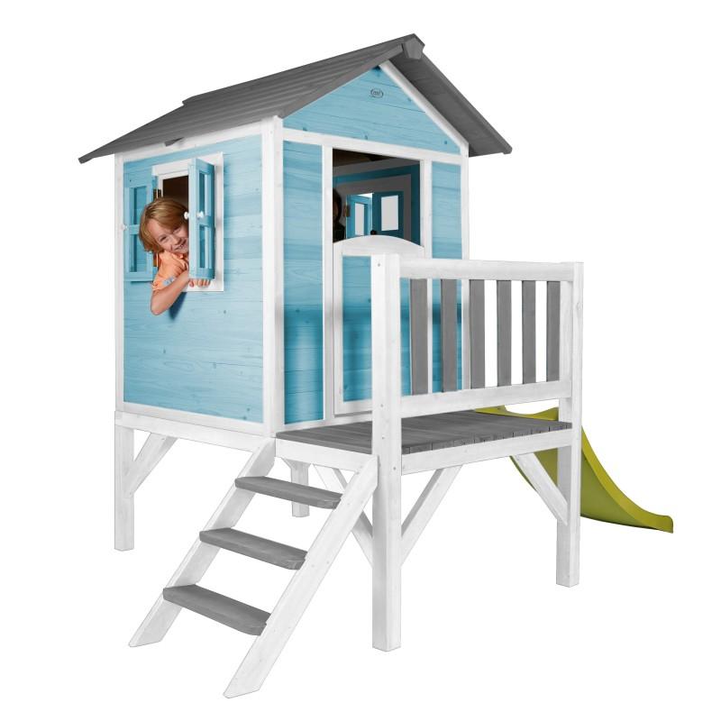 onstabiel Bende merknaam Verhoogd Houten Speelhuisje met Veranda | Sunny - Lodge XL (blauw/wit) –  JouwSpeeltuin