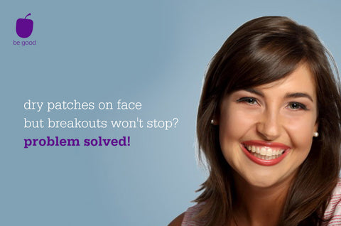 dry patches on face but breakouts won't stop? problem solved!