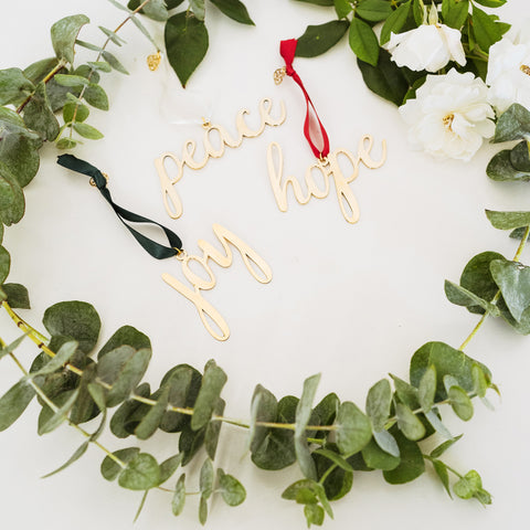 Ethically handcrafted brass holiday ornaments 