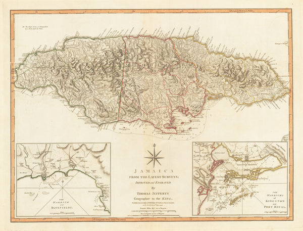 Jamaica from the Latest Surveys : nwcartographic.com – New World Cartographic