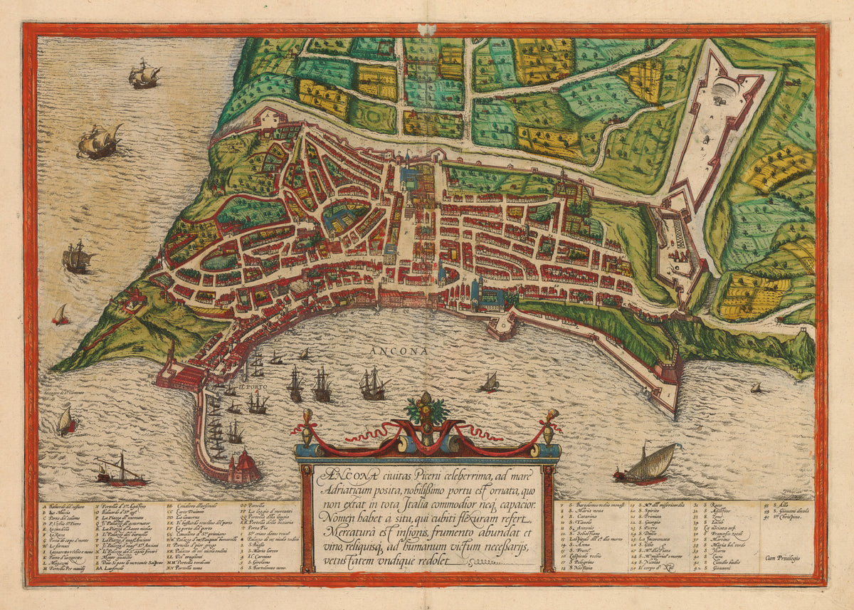 16th Century Map of the Ancient City of Ancona : nwcartographic.com