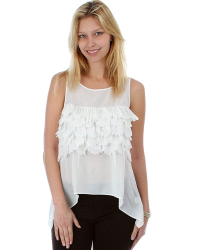 white chiffon sleeveless top