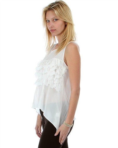 white chiffon sleeveless top