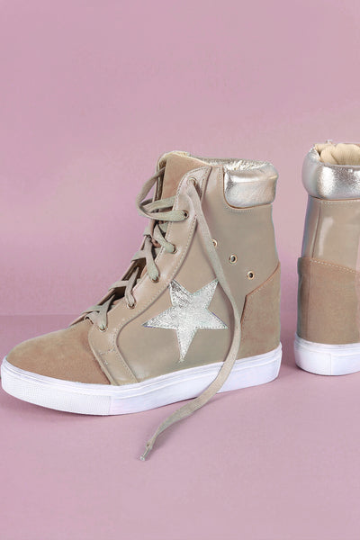 metallic wedge sneakers